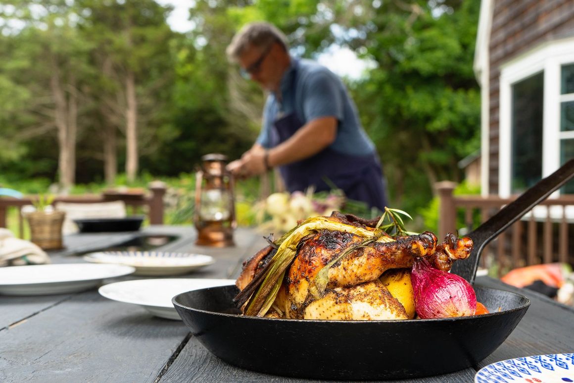 Frank McClelland cooking at Apple Street Farm